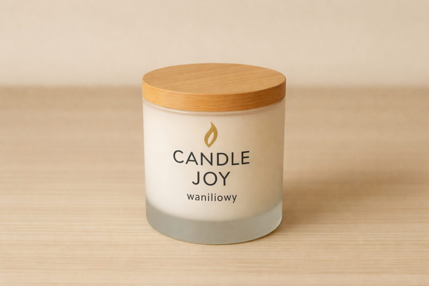 Świeca sojowa w szkle z drewnianą pokrywką – Candle Joy