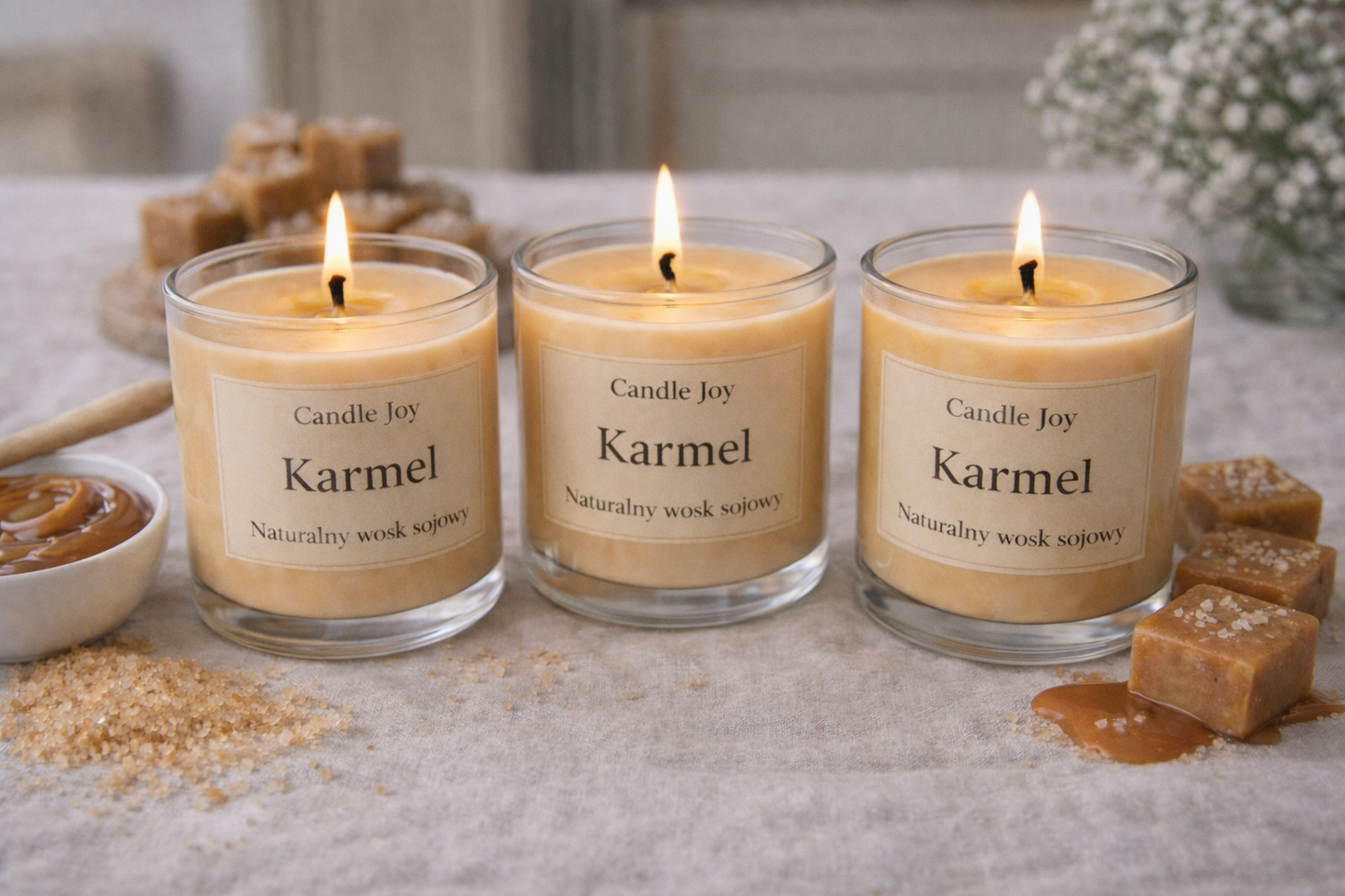 Świeca sojowa Candle Joy – Karmel