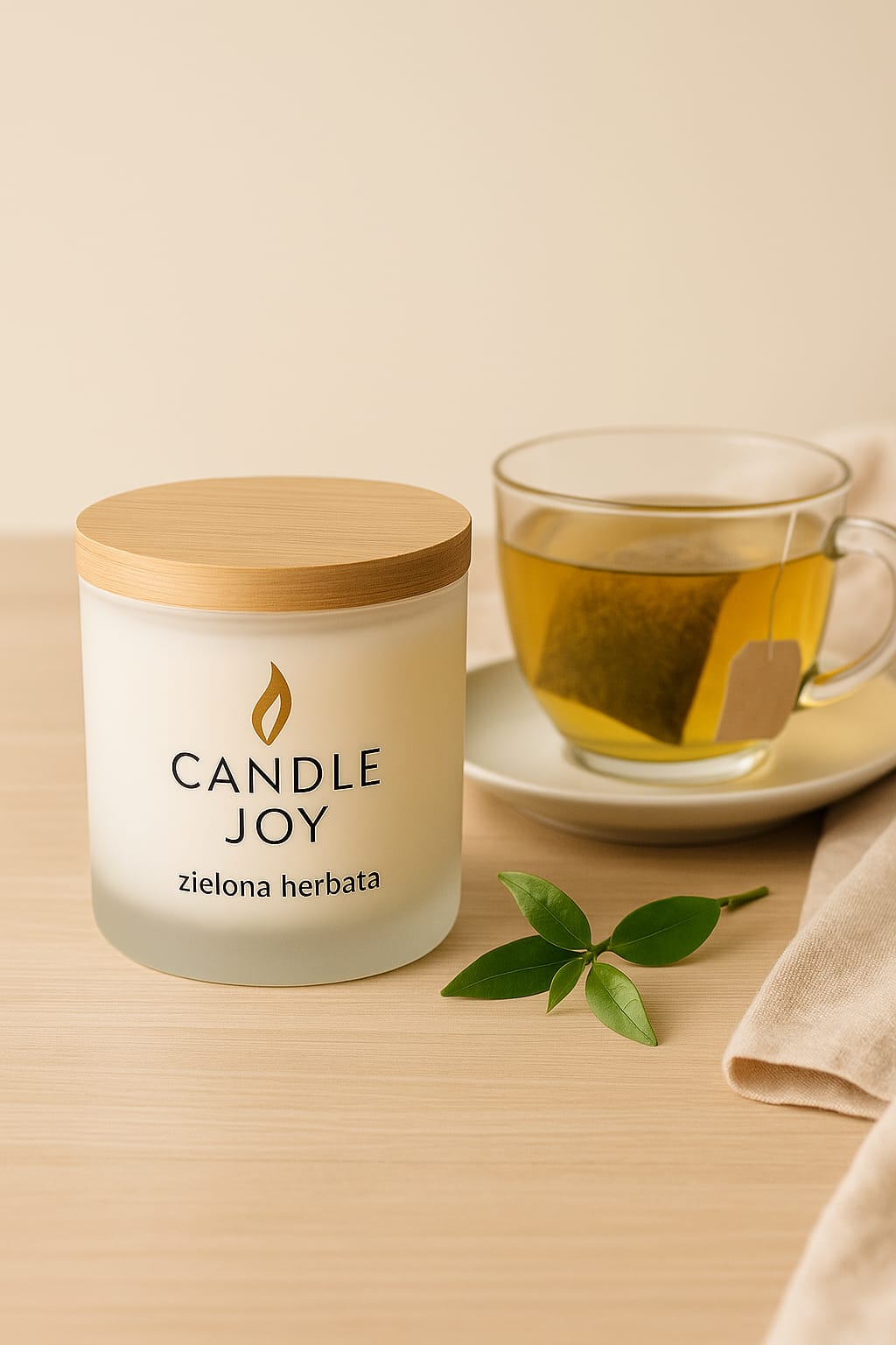 Świeca sojowa w szkle z drewnianą pokrywką – Candle Joy